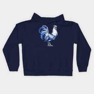 Delft Blue Fancy Rooster Chicken Kids Hoodie